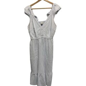 Universal Thread Womens XL Smocked Ruffle Sleeve Midi Dress Light Blue Gauze